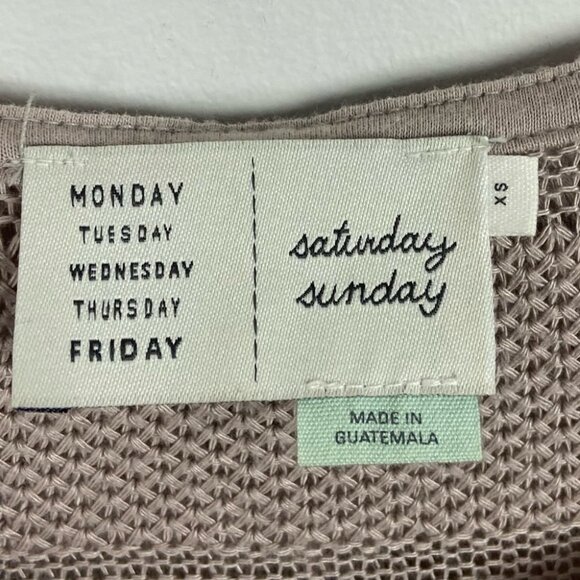 Anthropologie Saturday Sunday Hoodie Knit Sweatshirt Lightweight Size XS Taupe - Picture 3 of 12